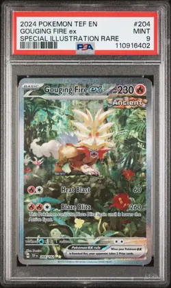 PSA 9 Mint Gouging Fire ex 204/162 Special Illustration Rare - Pokemon SV05 TEF - Image 1