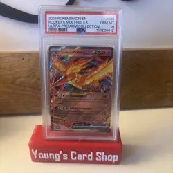 PSA 10 TEAM ROCKET'S MOLTRES #031 STAMPED PROMO UPC 2025 POKEMON DESTINED RIVALS - Image 1