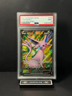 2021 Pokemon Sword & Shield Evolving Skies Fa Espeon V #179 PSA 9 - Image 1
