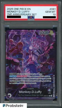 2025 One Piece EN 2nd Anniversary Set #061 Monkey D. Luffy PSA 10 GEM MINT - Image 1