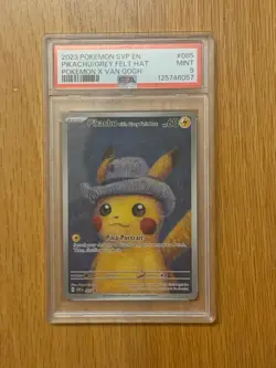 PSA 9 PIKACHU WITH GREY FELT HAT 2023 POKEMON SVP POKEMON X VAN GOGH #085 *MINT* - Image 1