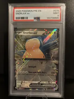 PSA 9 MINT Pokemon Prismatic Evolutions Snorlax EX Double Rare #076/131 - Image 1