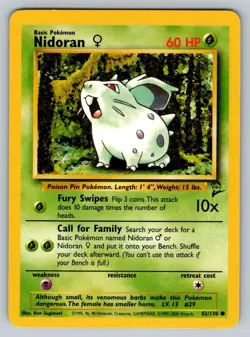 2000 Pokemon Base Set 2 Vintage WOTC Nidoran 82/130 NM - Image 1