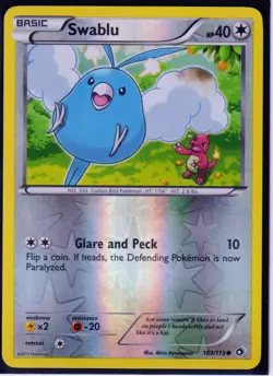 2013 SWABLU 32/113 Legendary Treasures Pokemon REVERSE HOLO (S2) - Image 1