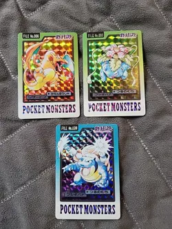 3 Bandai Cardass Pocket Monster Pokemon Cards Charizard Venusaur Blastoise Japan - Image 1