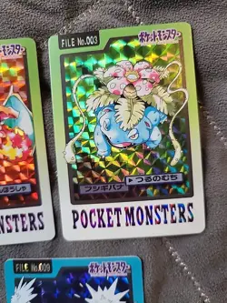 3 Bandai Cardass Pocket Monster Pokemon Cards Charizard Venusaur Blastoise Japan - Image 3