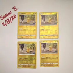 Nintendo Pokemon Pikachu Pokemon GO 027/078 2022 Holo Card Lot - 4 Cards - Image 1