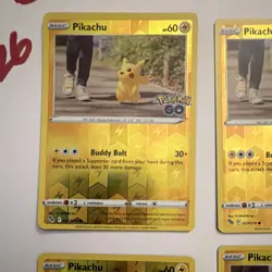 Nintendo Pokemon Pikachu Pokemon GO 027/078 2022 Holo Card Lot - 4 Cards - Image 2