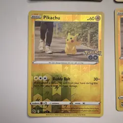 Nintendo Pokemon Pikachu Pokemon GO 027/078 2022 Holo Card Lot - 4 Cards - Image 4