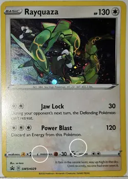 Swirls 🌀 Rayquaza SWSH029 Cosmos Holo Bleed Error Rare Pokemon TCG Promo ✨ - Image 2