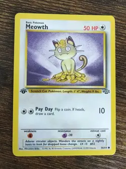 Pokemon Jungle 1st Edition Meowth 56/64 Non Holo NM-MINT - Image 1