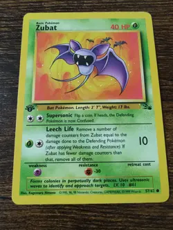 Pokemon Fossil 1st Edition Zubat 57/62 Non Holo NM-MINT - Image 1