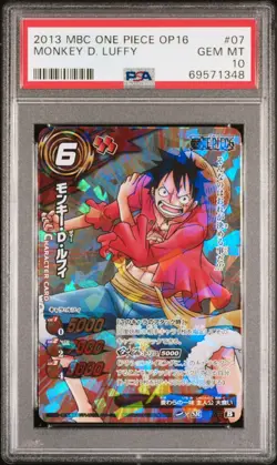 2013 Miracle Battle Carddass One Piece OP16 Monkey D. Luffey SR PSA 10 - Image 1