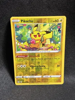 Pokemon TCG Lost Origin Pikachu Reverse Holo Common Card 52/196 Nm - Image 3