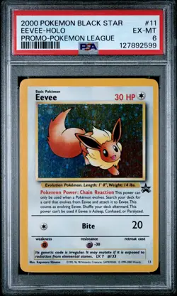 PSA 6 - EEVEE HOLO - 11 PROMO BLACK STAR POKEMON LEAGUE POKEMON - Image 1