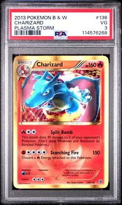 2013 POKEMON B&W PLASMA STORM #136 CHARIZARD PSA 3 - Image 1