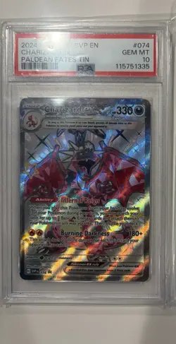 PSA 10 GEM MINT Charizard ex Paldean Fates Tin Promo 2024 Pokemon SVP 074 - Image 1