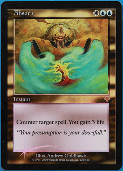 Absorb FOIL Invasion PLD White Blue Rare MAGIC MTG CARD (ID# 501086) ABUGames - Image 1