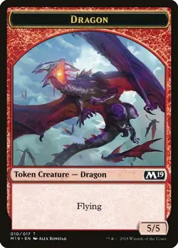 Dragon Token 10x - Red - Konstad Art - M19 Core Set 2019 MTG Magic NM - Image 1