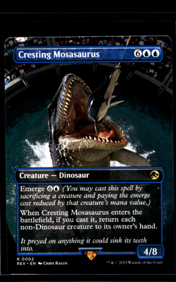 MTG Magic The Gathering REX Jurassic Park World Ext Art 2 Cresting Mosasaurus LP - Image 1