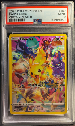 2023 POKEMON SWORD & SHIELD CROWN ZENITH #160 FULL ART/PIKACHU PSA 9 - Image 1