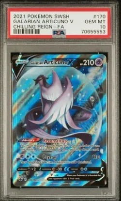 2021 Pokemon Sword and Shield Chilling Reign Galarian Articuno V #170 PSA 10 - Image 1