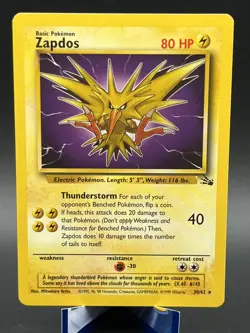 Pokemon Zapdos 30/62 - 1999 Fossil Non-Holo Rare - LP/NM Vintage WotC - Image 1
