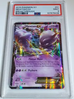 2015 Pokemon Mewtwo EX 61/162 Holo XY Breakthrough - PSA 9 - Image 1