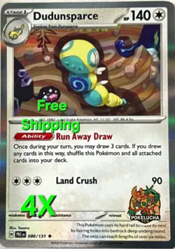[4x Playset] Dudunsparce 080/131 Sv: Prismatic Evolutions POKEMON TCG HOLO - Image 1