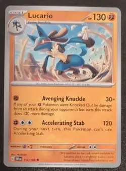 Lucario #114/198 Pokemon TCG Uncommon Card Scarlet & Violet Near Mint - Image 1