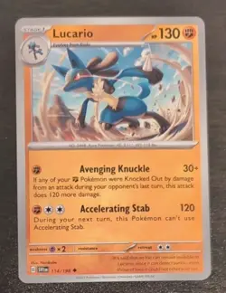 Lucario #114/198 Pokemon TCG Uncommon Card Scarlet & Violet Near Mint - Image 3