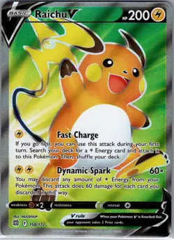 Raichu V (Full Art) 158/172 SWSH09: Brilliant Stars - Pokemon Card - NM - Image 1