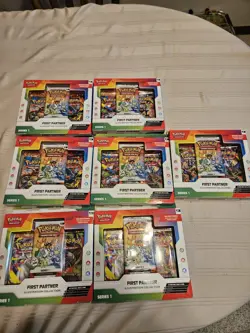7 New Sealed Pokemon TCG Series 1 First Partner Illustration Collection Boxes - Image 1