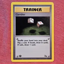 Pokemon 1999 Fossil 1st Edition: Gambler 60/62 Trainer - NM - Image 1