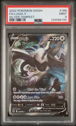 2022 POKEMON SWORD & SHIELD SILVER TEMPEST #186 FULL ART/LUGIA V PSA 9 - Image 1