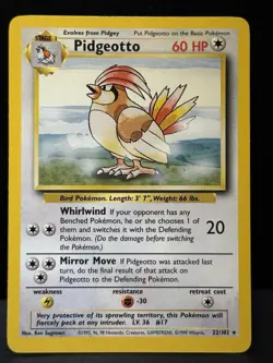 Pidgeotto 22/102 WOTC Base Set Unlimited Rare Pokemon Card LP - Image 1