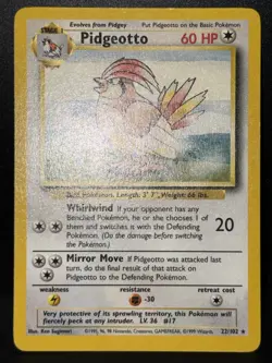 Pidgeotto 22/102 WOTC Base Set Unlimited Rare Pokemon Card LP - Image 2