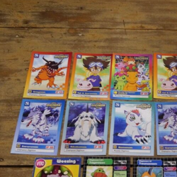 Original Pokemon Laminated Poster & 17 Digimon Cards From The 1990s Good Conditi - Image 4
