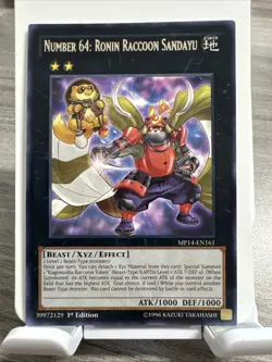 Yugioh! Number 64: Ronin Raccoon Sandayu MP14-EN161 Rare 1st Edition VLP - Image 1