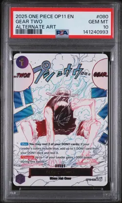 2025 ONE PIECE OP11-A FIST OF DIVINE SPEED ALTERNATE ART #080 GEAR TWO PSA 10 - Image 1