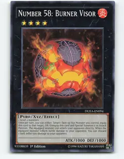 Number 58: Burner Visor #DUEA-EN094 1st Edition Yugioh Card - Image 1
