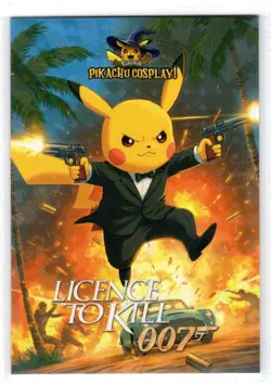 POKEMON PIKACHU COSPLAY! * LICENCE TO KILL 007 * NO. 17 * BOX HIT- TEXTURED CARD - Image 1