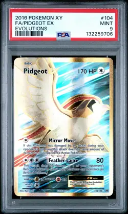 2016 POKEMON XY EVOLUTIONS #104 FULL ART/PIDGEOT EX PSA 9 - Image 1