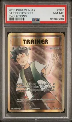 Pokemon PSA 8 Brock's Grit #107 Full Art Evolutions 2016 English - Image 2