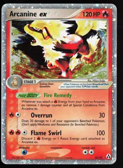 2006 Pokemon EX Legend Maker Arcanine EX Holo Rare #83 /92 NM Swirl - Image 1