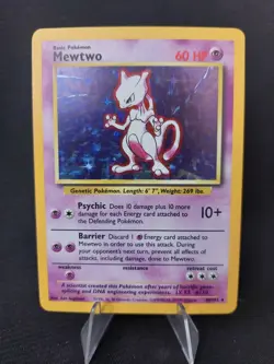 Mewtwo 10/102 - Holo Rare Base Set Vintage 1999 Unlimited WOTC Pokemon - LP/MP - Image 1