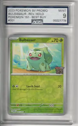 Pokemon Bulbasaur Best Buy Exclusive Stamp Promo S&V 151 001/165 AGS 9 MINT - Image 1