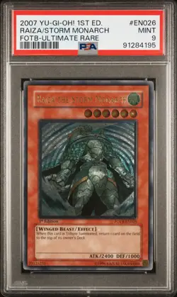 2007 YU-GI-OH! FOTB-FORCE OF THE BREAKER #EN026 RAIZA THE STORM MONARCH PSA 9 - Image 1