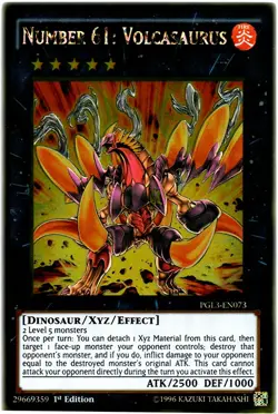 Yugioh! MP Number 61: Volcasaurus - PGL3-EN073 - Gold Rare - 1st Edition Moderat - Image 1