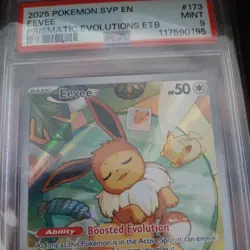 2025 POKEMON PRISMATIC EVOLUTIONS ETB PROMO #173 EEVEE PSA 9 - Image 5